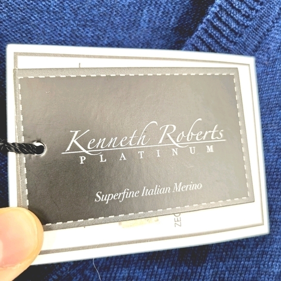 Kenneth Roberts NWT Men's L Blue Italy V-Neck Vest - Picture 7 of 11